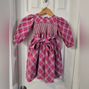 Strasburg Pink Plaid Kids Dress